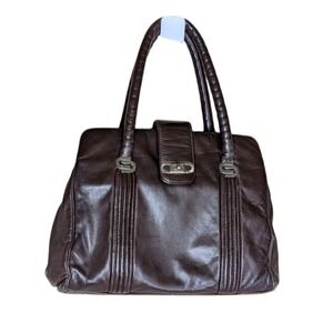 Vintage Structured Satchel Bag Top‎ Handle Purse with Fold-Out Center Secretary